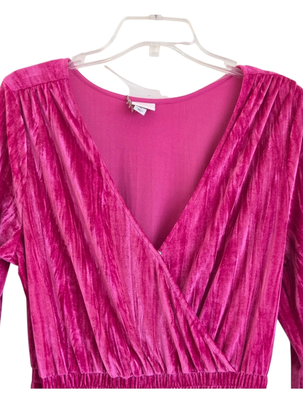 A New Day Women's Bell Sleeve Velour Jumpsuit NWT Hot Pink M Lush Party Suit - Picture 10 of 10